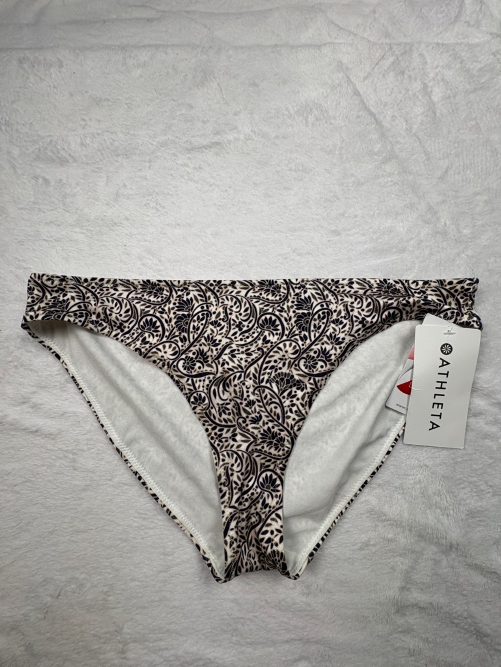 Athleta Aqualuxe Batik Medium Bikini Bottom Womens L NWT Paisley Print Swim